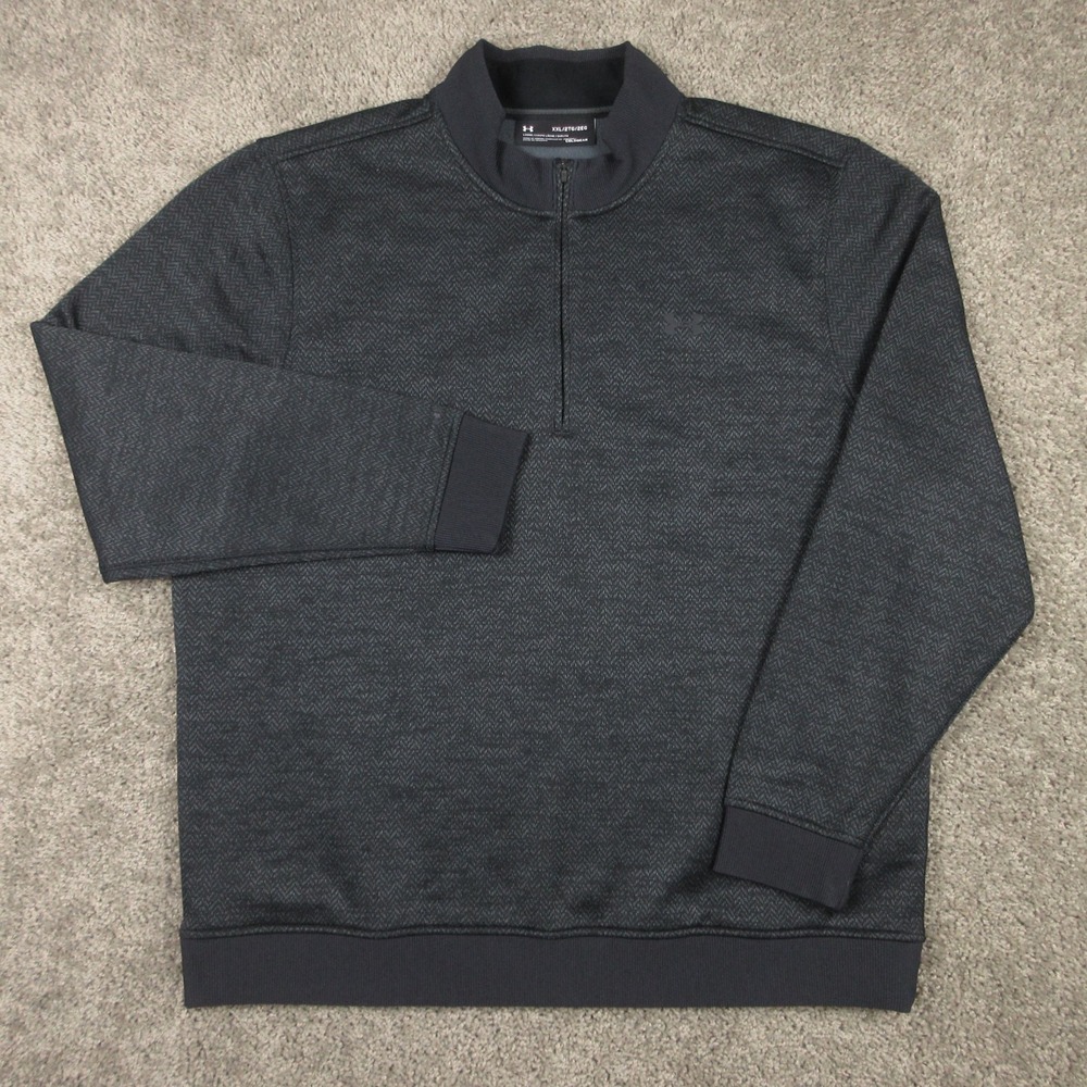 Under Armour Sweater Mens 2XL Black Gray ColdGear Storm Quarter Zip Pullover